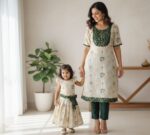 Ivory Green Mom & Daughter Twinning Set